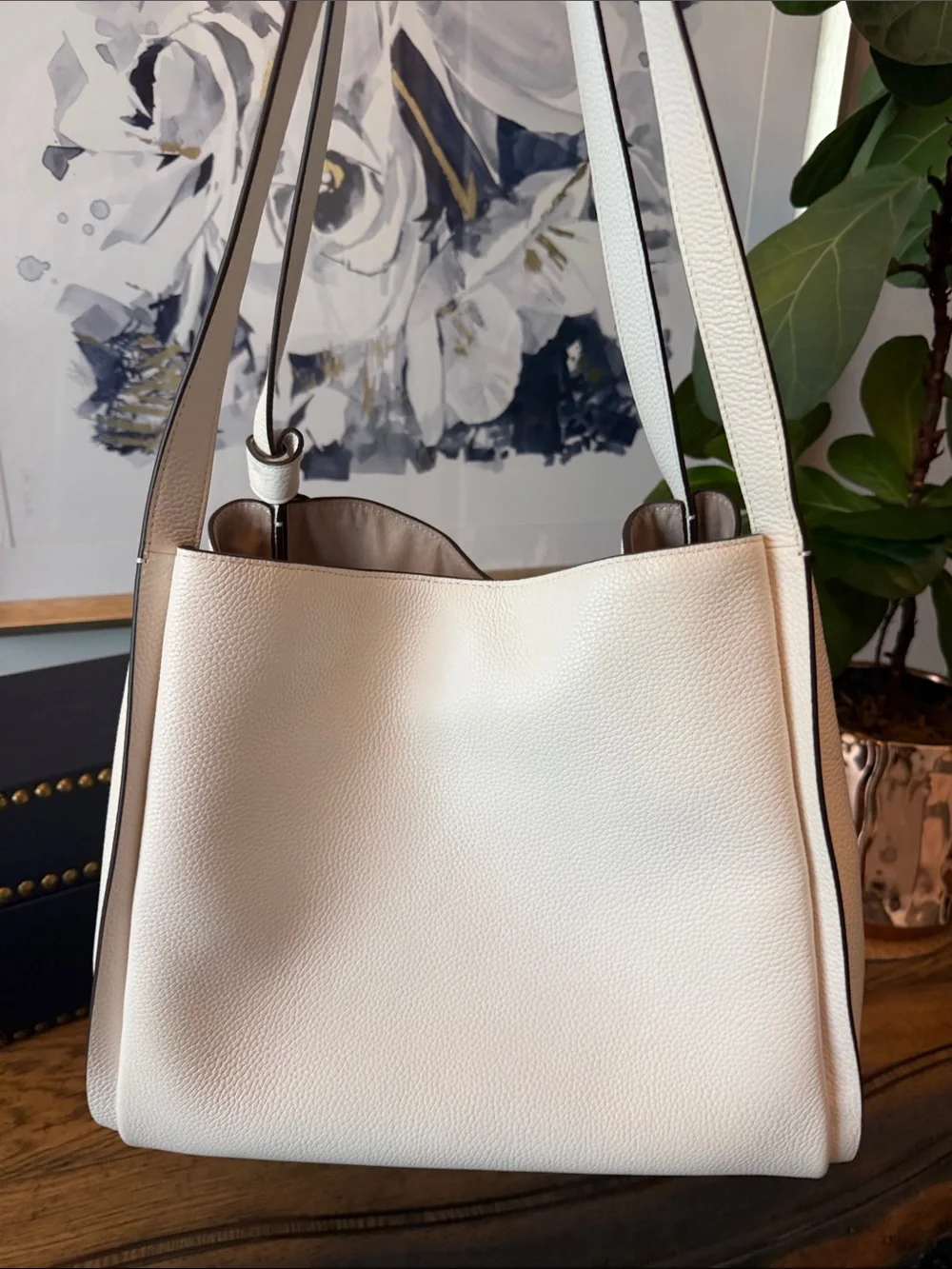 Kate Spade Cream Pebbled Leather Shoulder Tote with dust bag